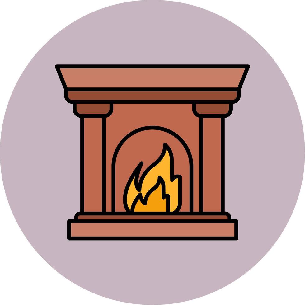 Fireplace Line Filled multicolour Circle Icon vector