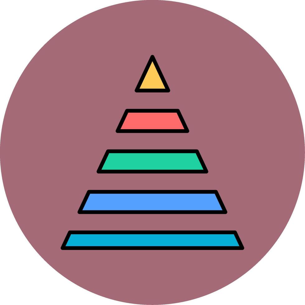 Pyramid Chart Line Filled multicolour Circle Icon vector