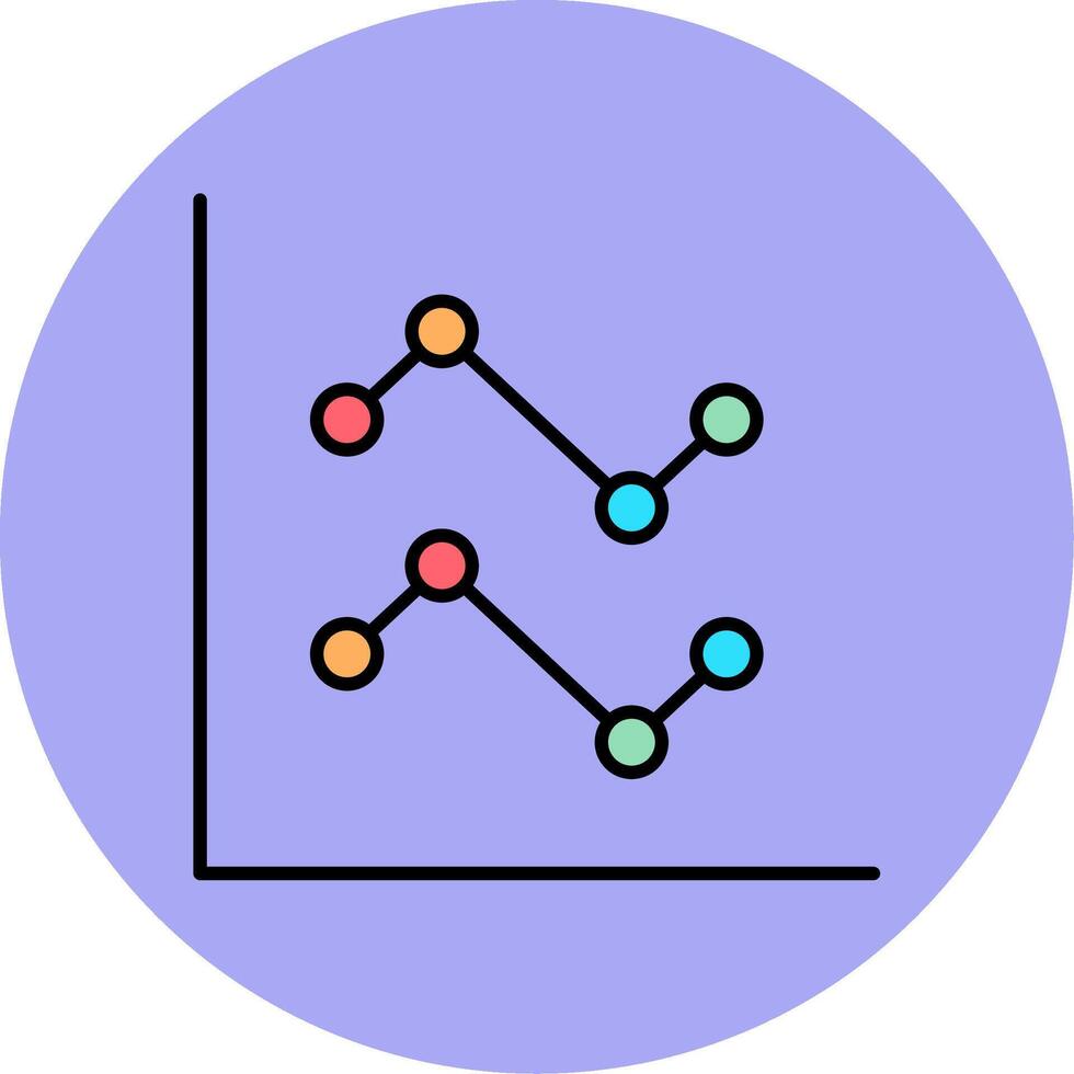 Line Chart Line Filled multicolour Circle Icon vector
