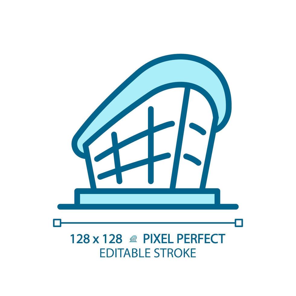 Dubai opera light blue icon. Reminiscent art center. Arabic architecture. Exclusive performance. RGB color sign. Simple design. Web symbol. Contour line. Flat illustration. Isolated object vector
