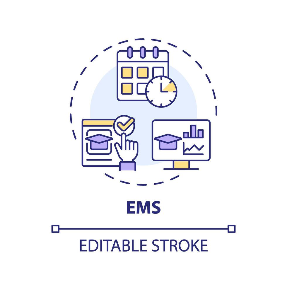 2D editable multicolor EMS icon, simple isolated vector, thin line illustration representing extracurricular activities. vector