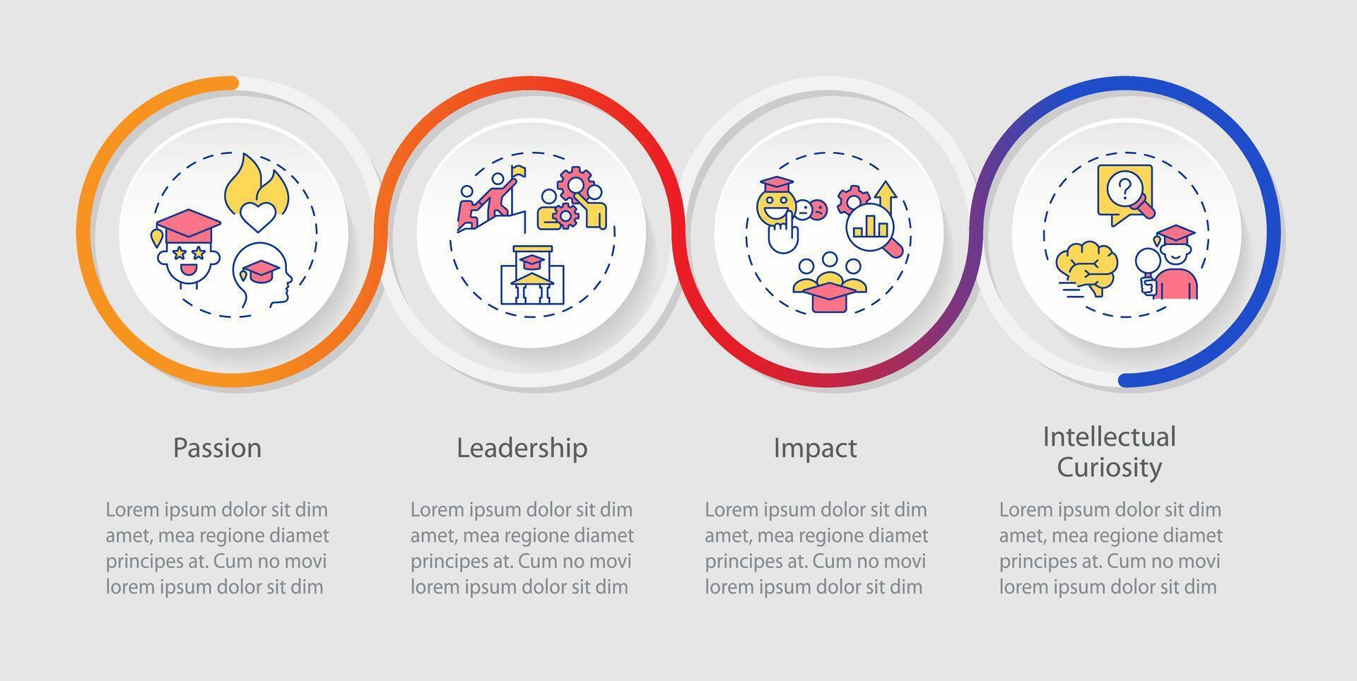 2D extracurricular activities vector infographics template with linear icons concept, data visualization with 4 steps, process timeline chart.