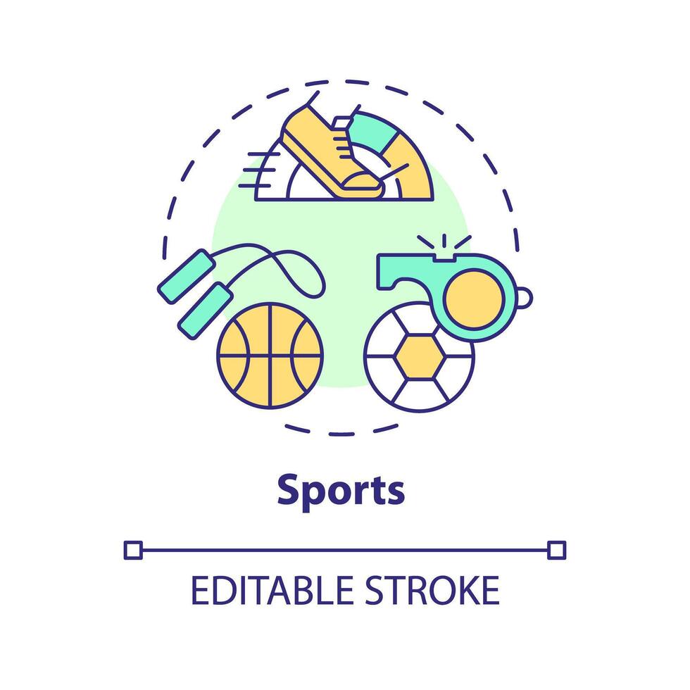 2D editable multicolor sports icon, simple isolated vector, thin line illustration representing extracurricular activities. vector