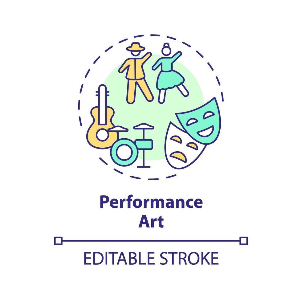 2D editable multicolor performance art icon, simple isolated vector, thin line illustration representing extracurricular activities. vector