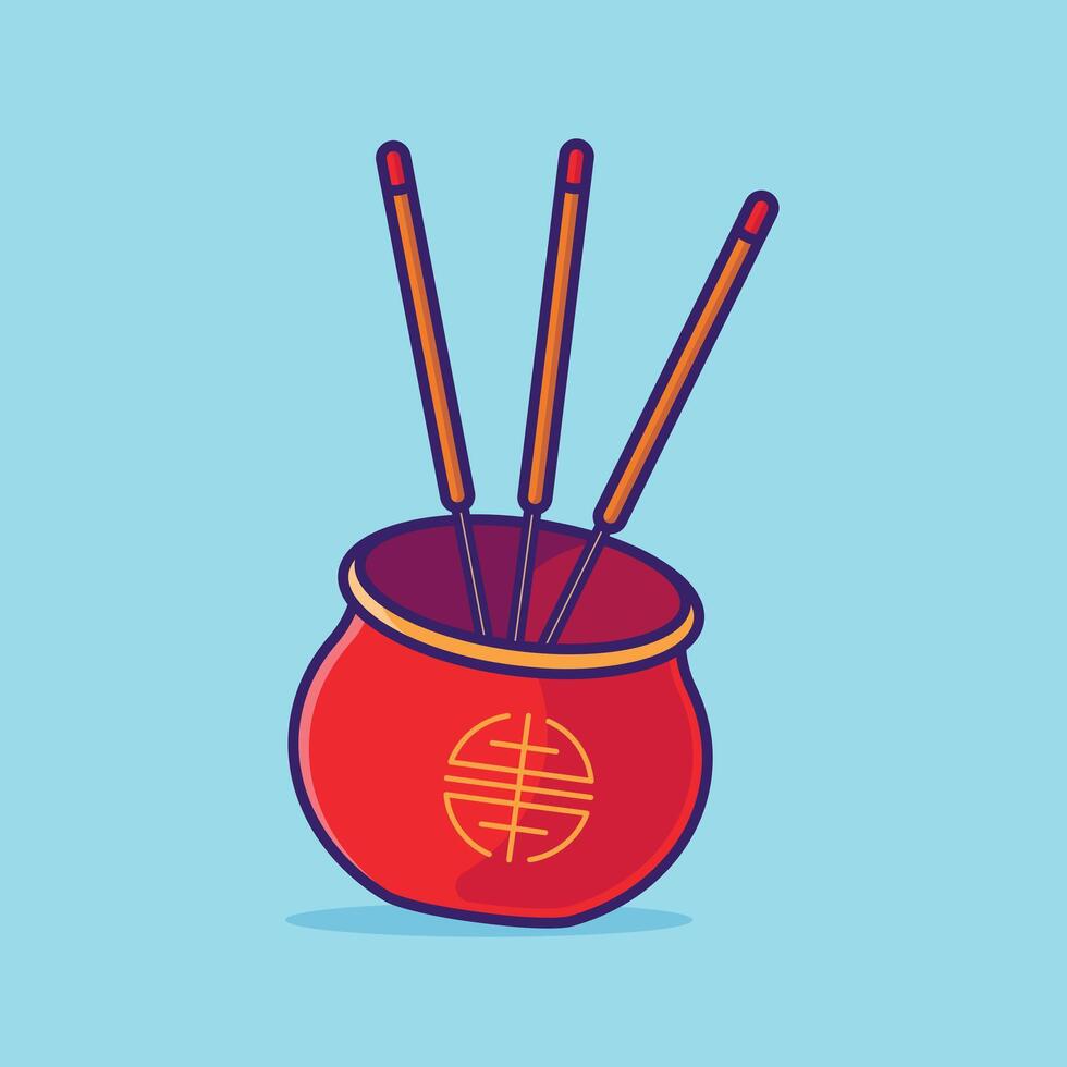 Chinese incense simple cartoon vector illustration chinese new year stuff concept icon isolated