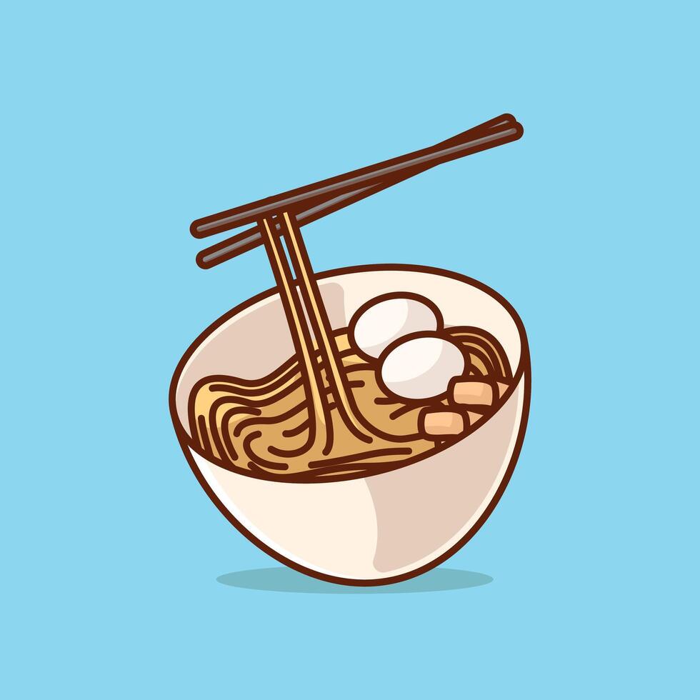 Changshou mian  simple cartoon vector illustration chinese traditional food concept icon isolated