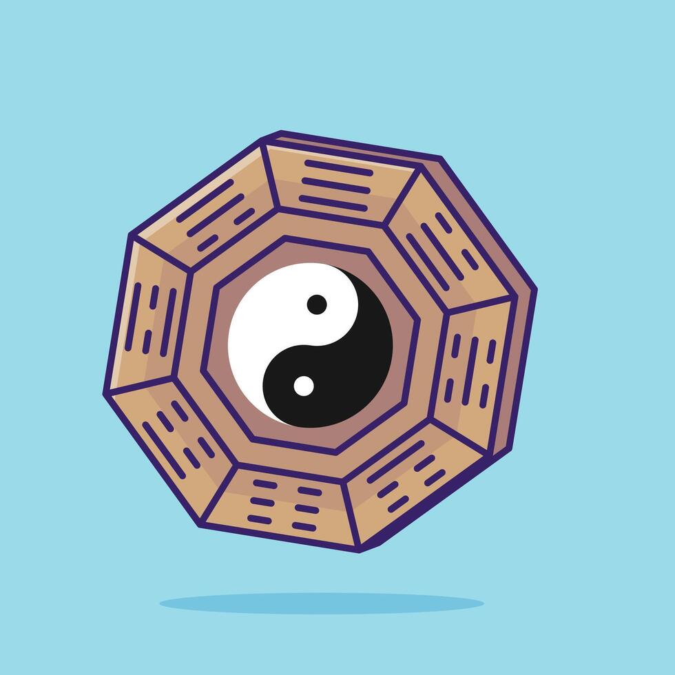 yin yang diagrama sencillo dibujos animados vector ilustración chino nuevo año cosas concepto icono aislado