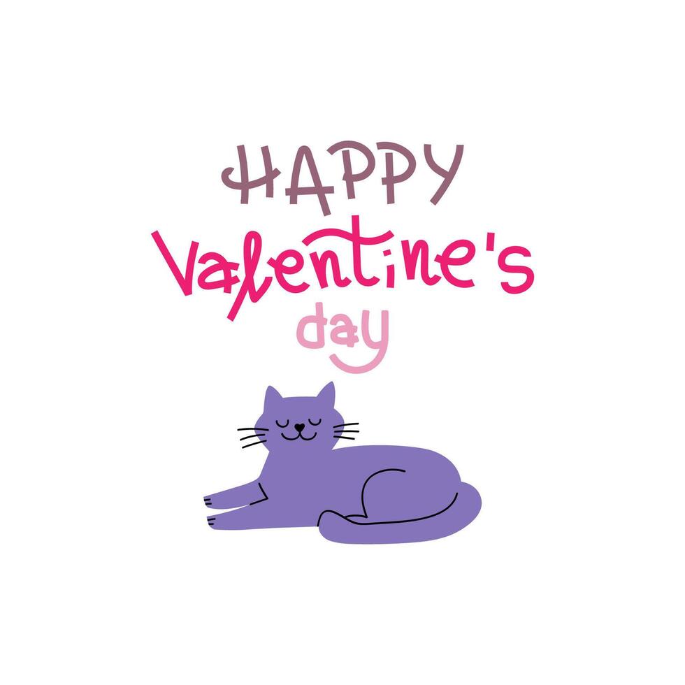 Cute and funny romantic cats for Valentine's day. Holiday inspiration. Cats with hears and romantic elements. vector