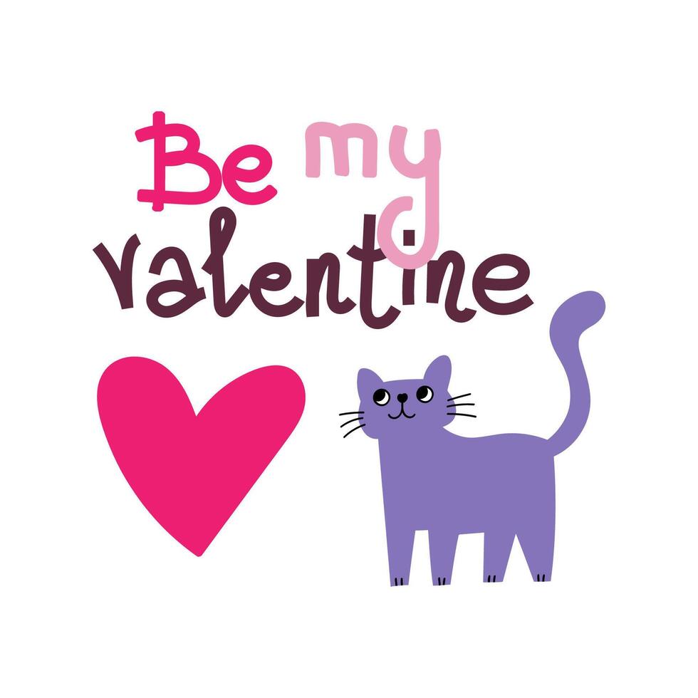 Cute and funny romantic cats for Valentine's day. Holiday inspiration. Cats with hears and romantic elements. vector