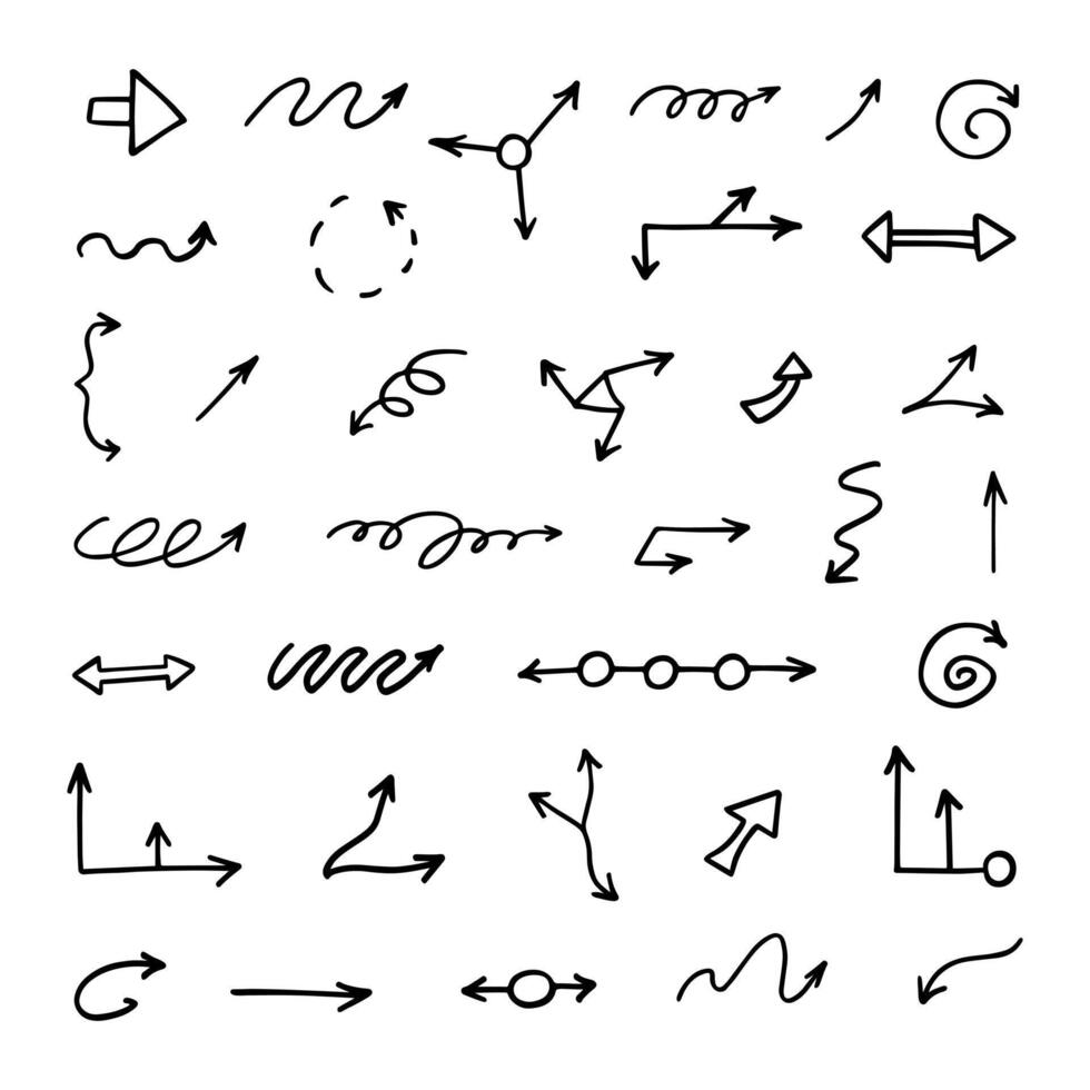 Vector set of hand drawn arrows, elements for presentation