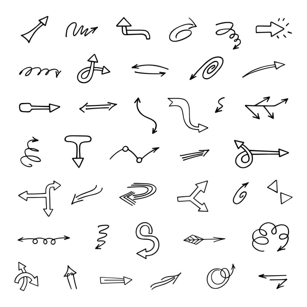 Vector set of hand drawn arrows, elements for presentation