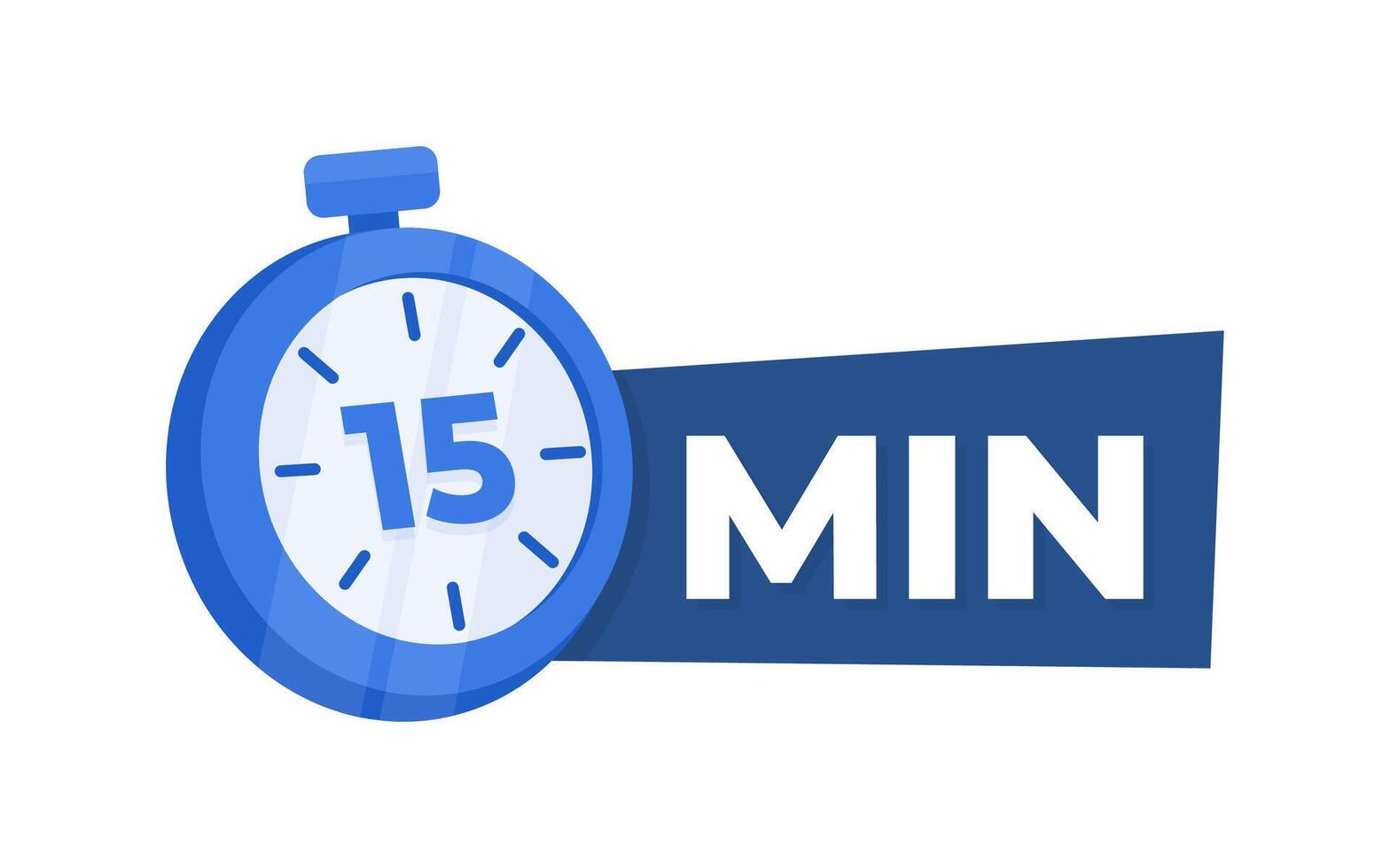 15 Minute Countdown Timer Icon Blue Stopwatch for Time Management and Productivity Concept vector