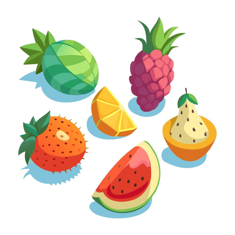 un conjunto de tropical frutas en un blanco antecedentes vector