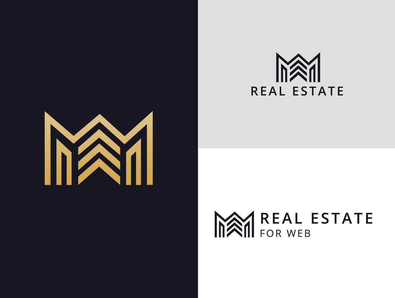 Real Estate. Golden Logo Template, Elegant element with text vector