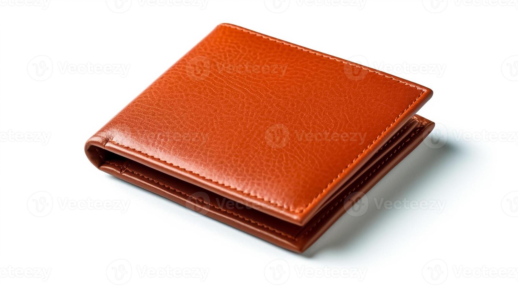 AI generated Orange leather wallet isolated on white background. photo