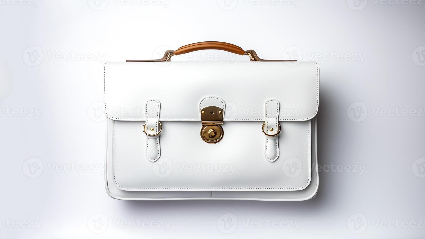 AI generated White leather bag isolated on white background. Business concept. photo