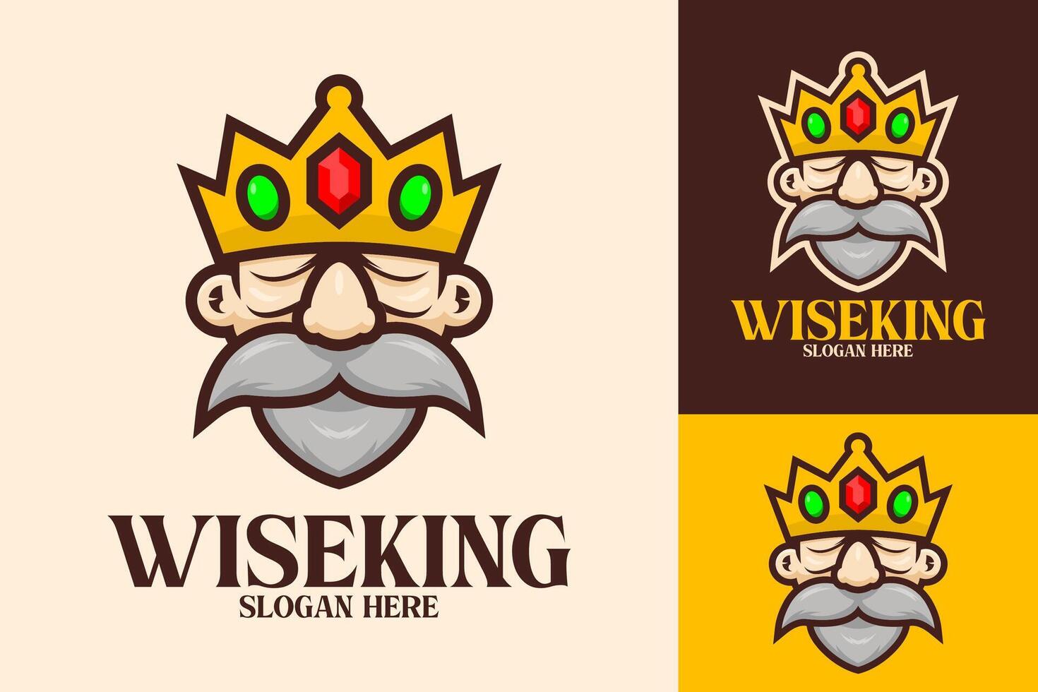 Wise Old Crown King Head Mascot Logo Design vector