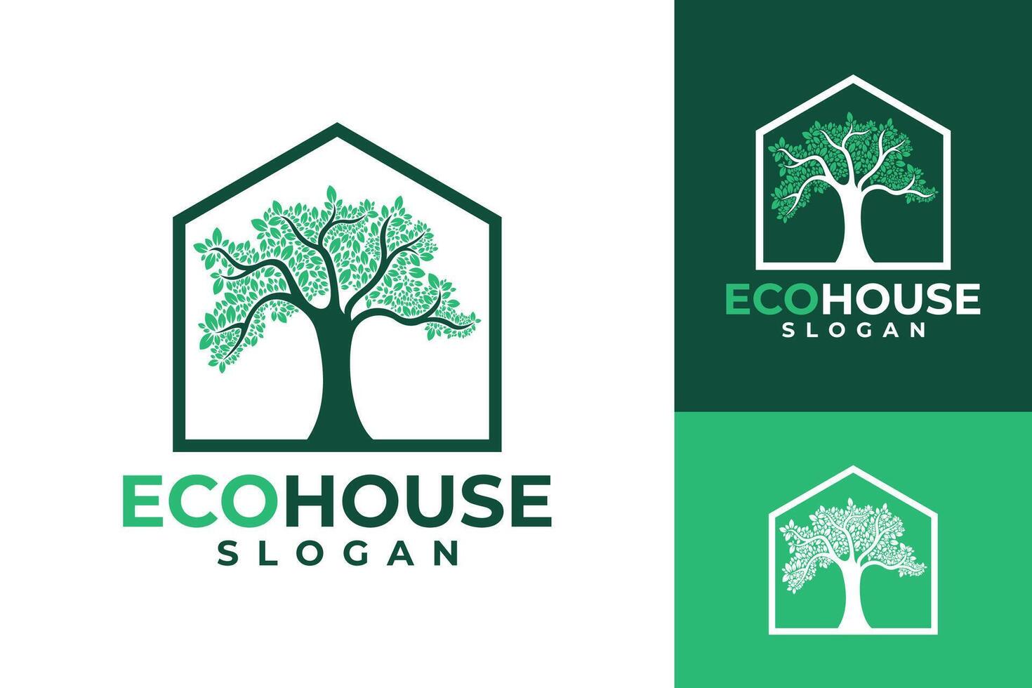 vector árbol naturaleza eco verde hogar logo diseño