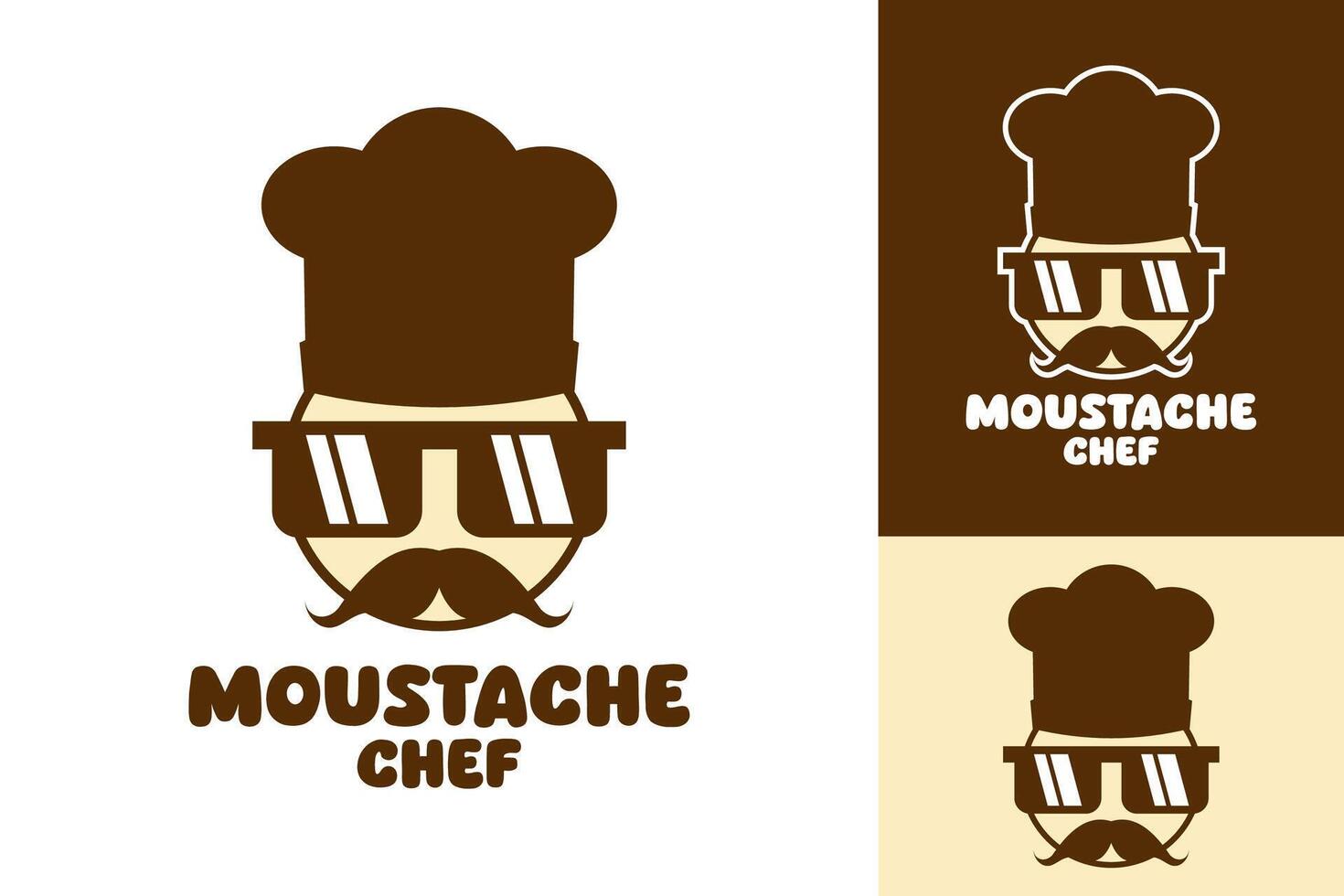 Mustache Chef Kitchen Cooking Glasses Logo Design vector