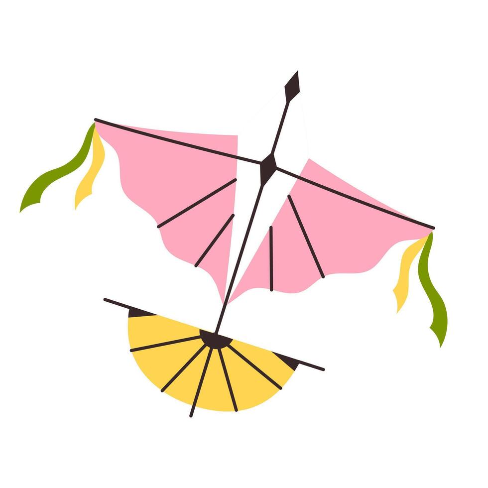 Kite, colorful, cartoon kite on a white background vector
