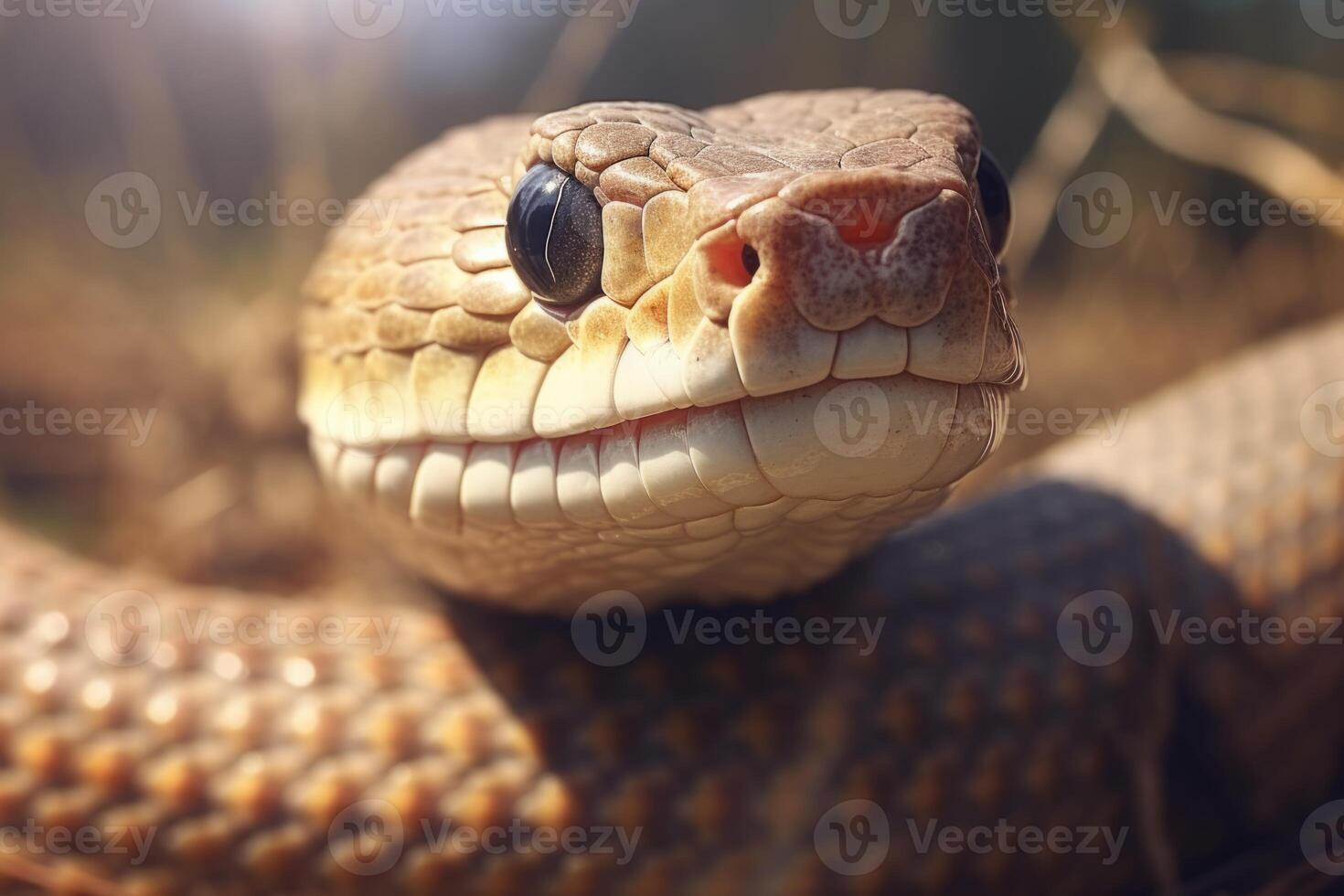 AI Generated Colorful snake python cobra viper forest hiding waiting for prey rainforest jungle untouched nature predator venomous venom dangerous wildlife poisonous animal skin tail creepy african photo