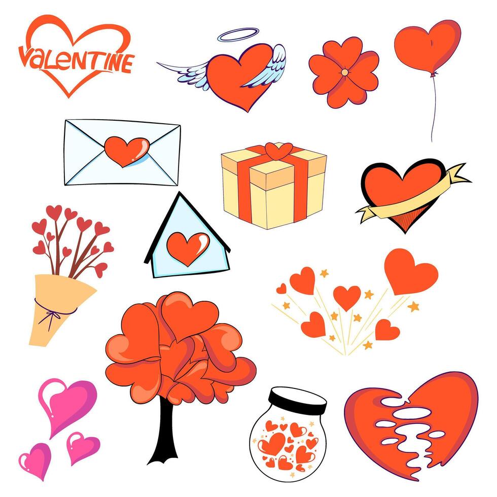 Valentine Sticker Vector, Love Cute Illustration vector