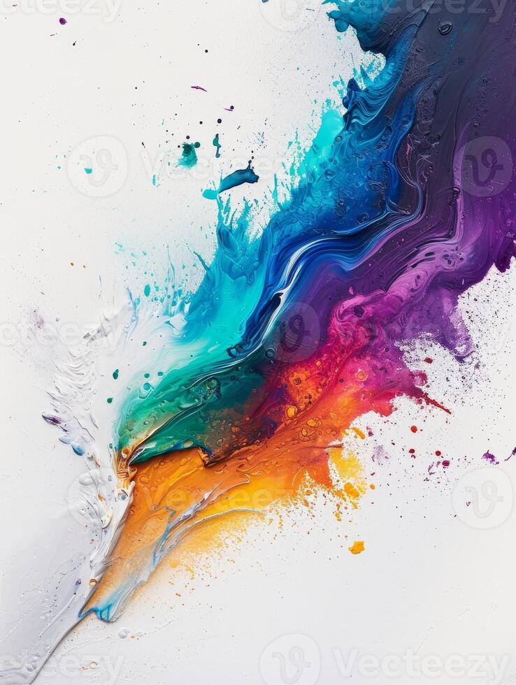 AI generated Abstract splashes of paint on white background photo