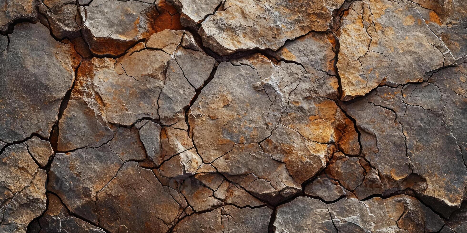 AI generated Stone background for design. Brown rock texture with cracks. photo