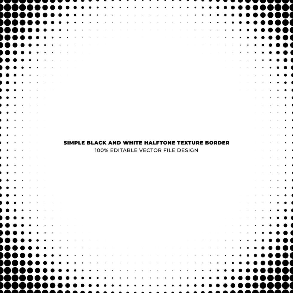 Simple And Symmetrical Abstract Black And White Halftone Effect Vector Background Texture Border