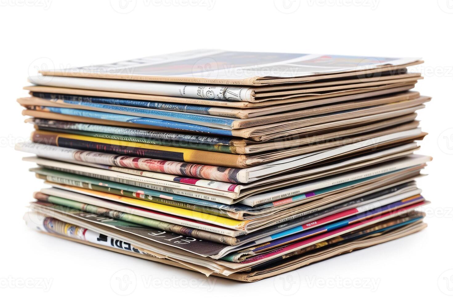 AI generated Stack of magazines isolated on white background photo