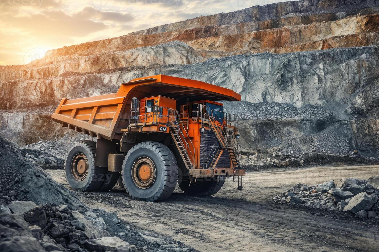 AI generated Dump truck in the quarry photo