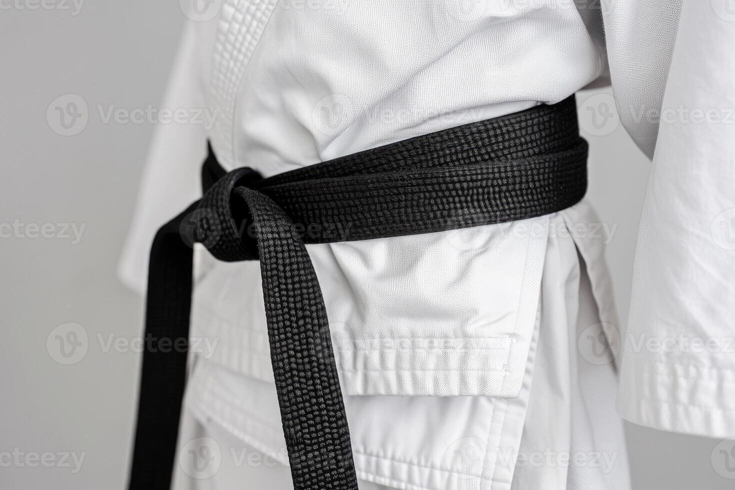 AI generated Karate black belt on white uniform photo
