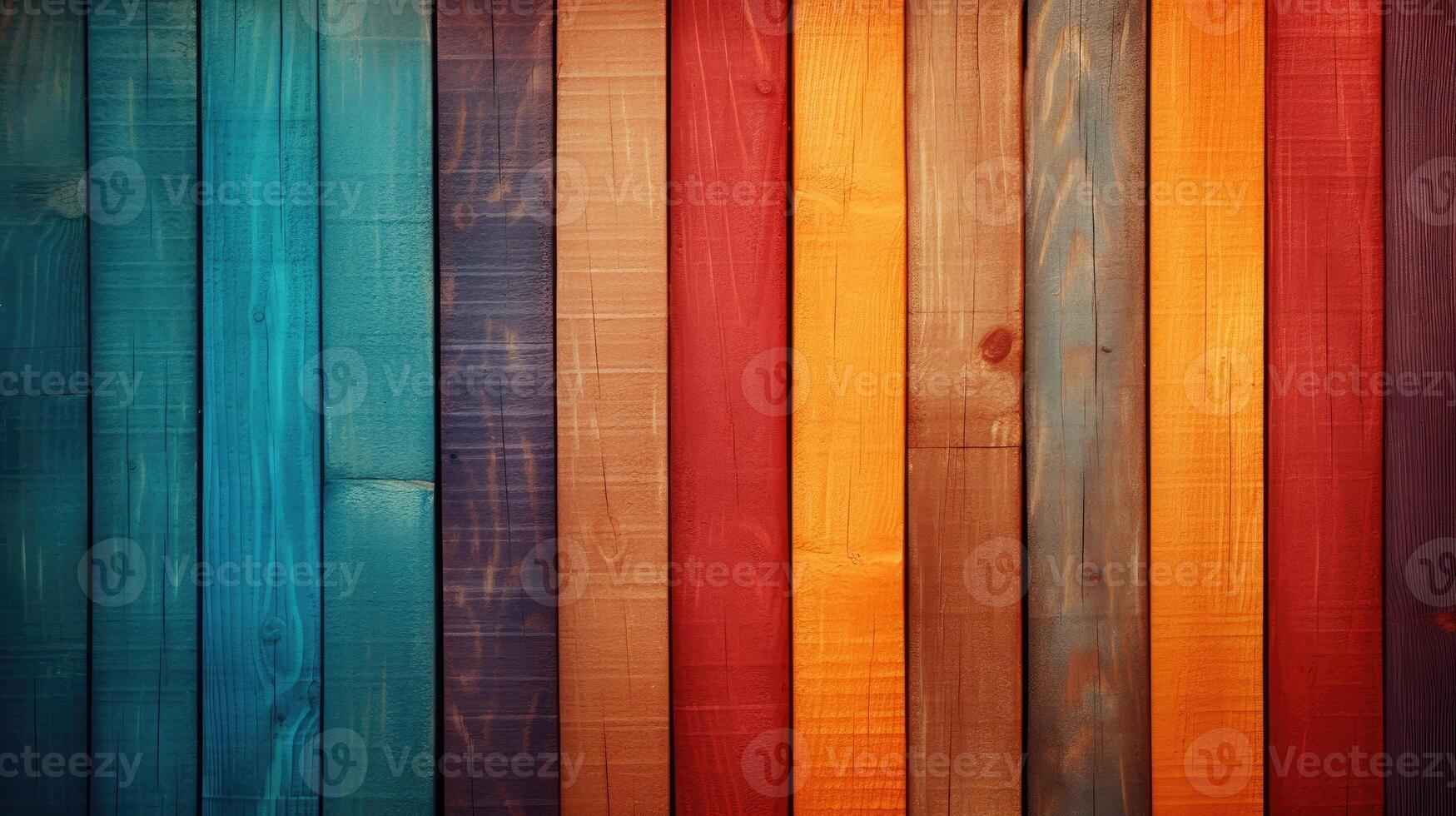 AI generated Multicolored wood background. Vintage wallpaper pattern photo