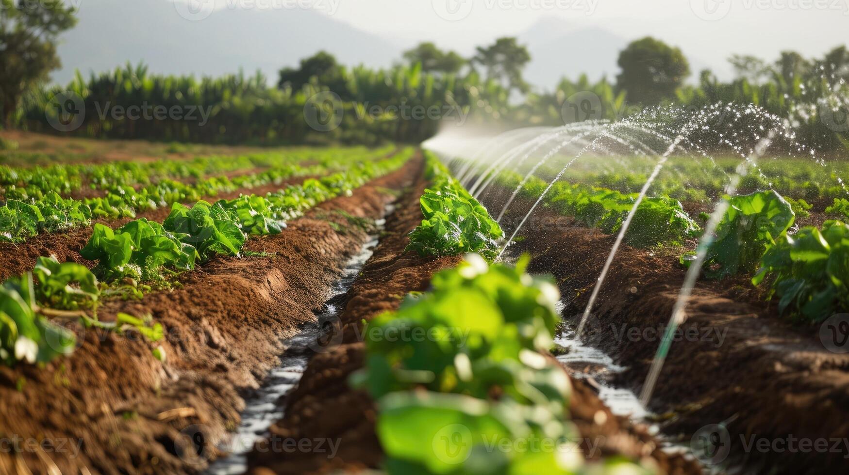 AI generated Precision irrigation systems and agricultural practices contributing to the efficient use of water in agriculture. photo