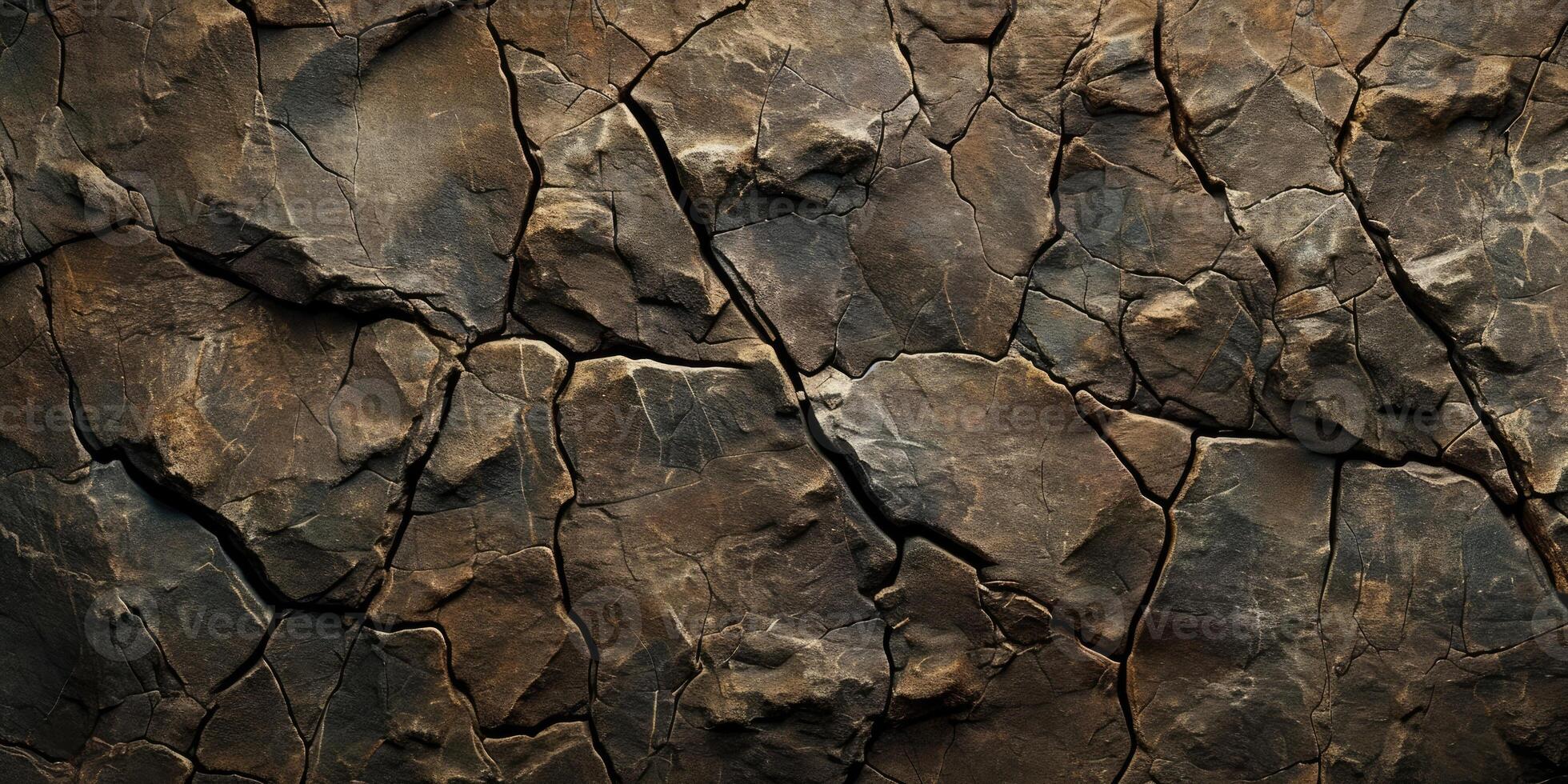 AI generated Stone background for design. Brown rock texture with cracks. photo