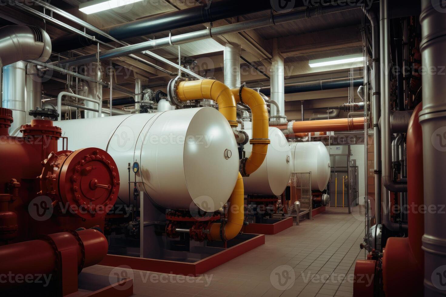 AI generated Modern boiler room with gas boilers, industrial heating. photo