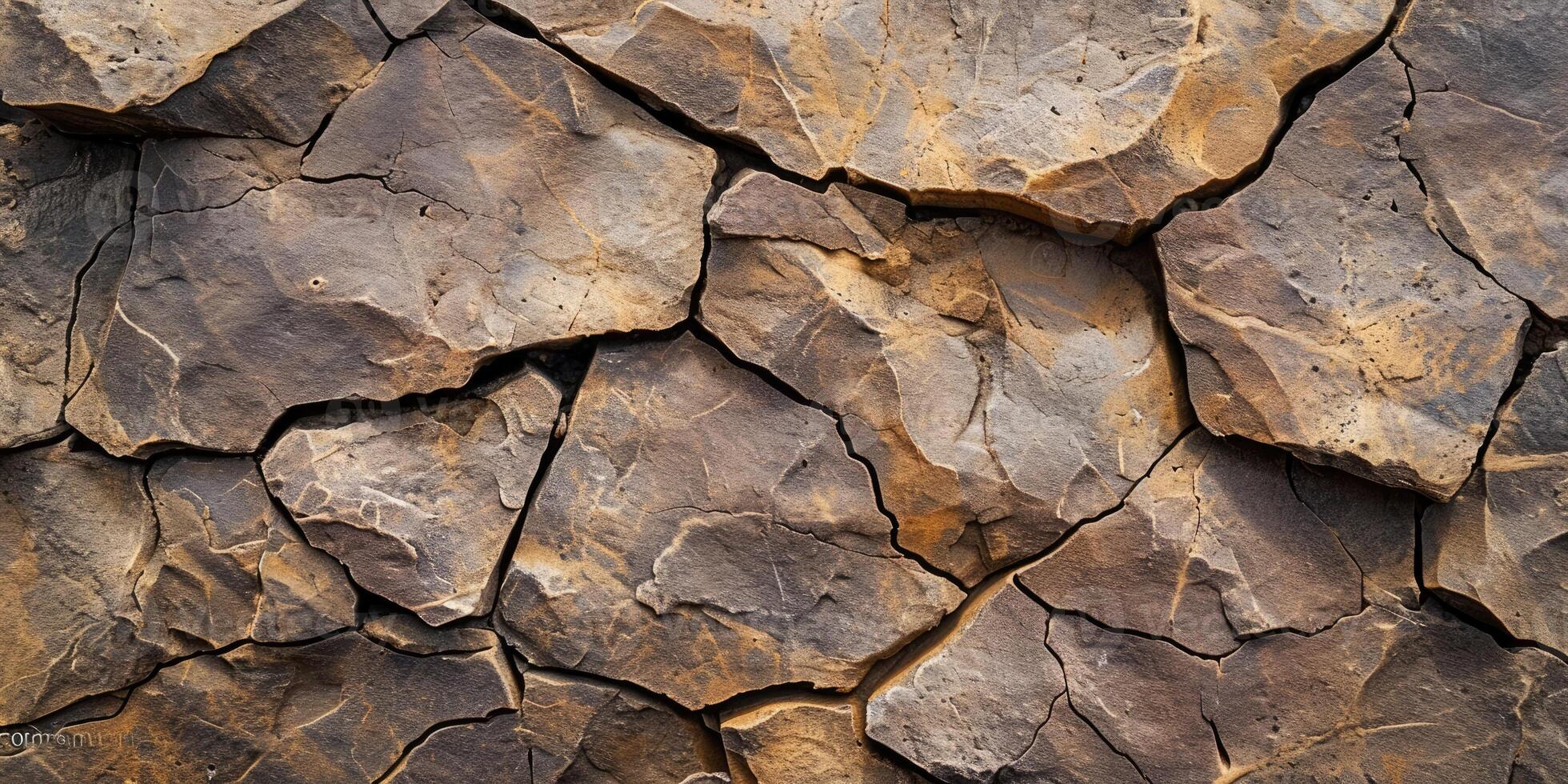 AI generated Stone background for design. Brown rock texture with cracks. photo