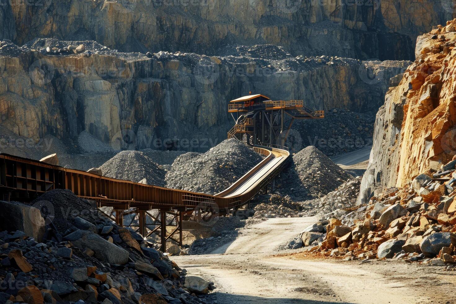 AI generated Belt conveyor in a quarry photo