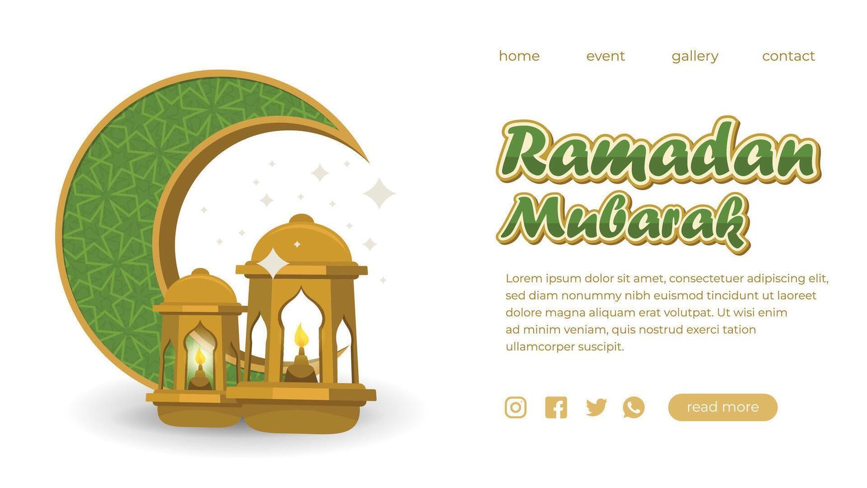 Free beautiful ramadan landing page template vector