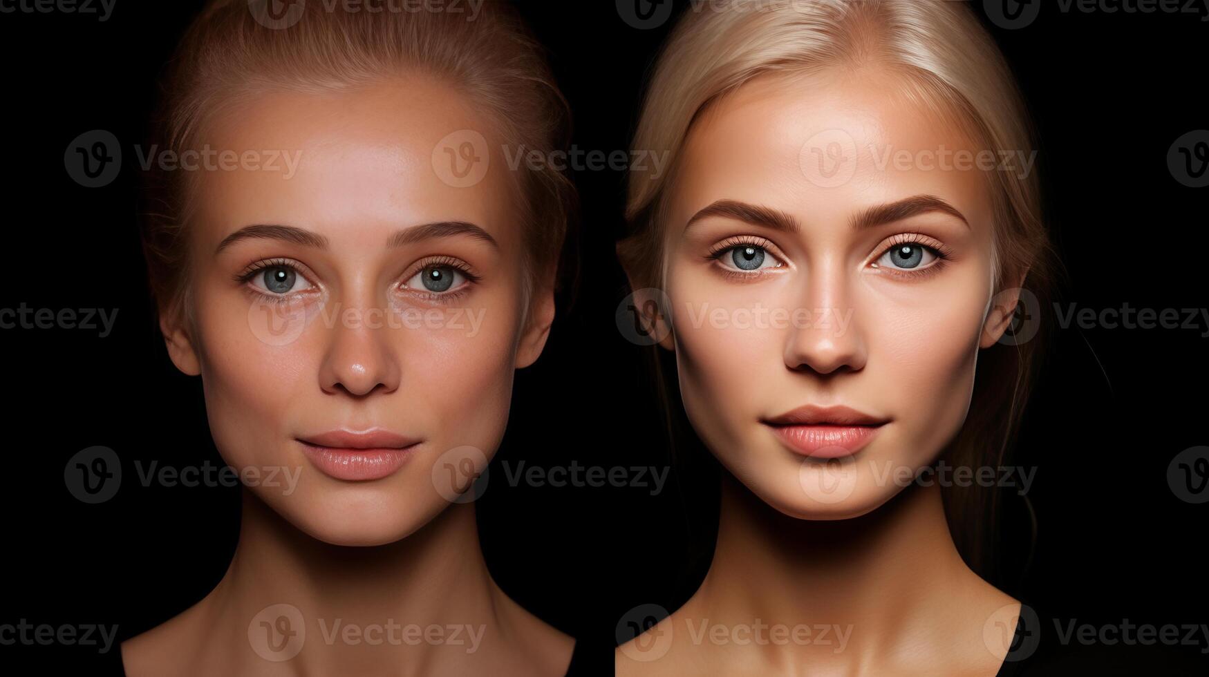 AI generated Facial skin transformation before and after beauty treatment