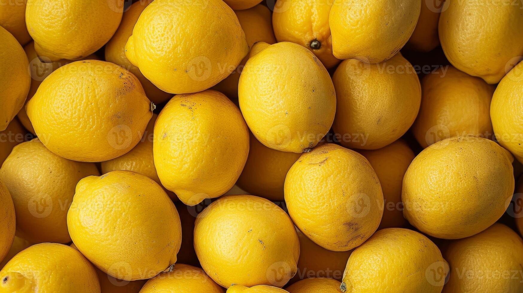 AI generated Ripe yellow lemons close up or texture. Lemon harvest, many yellow lemons. photo