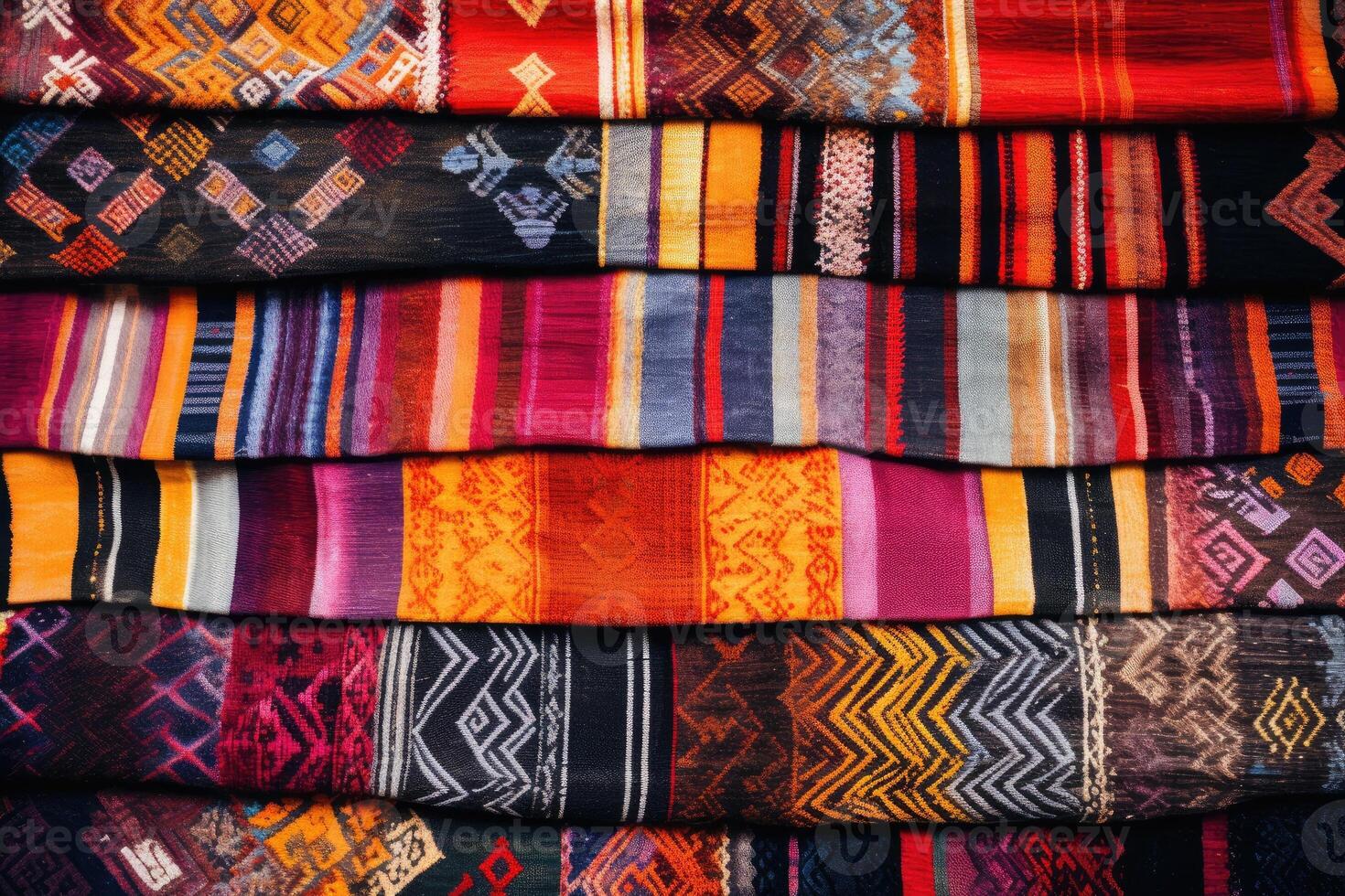 ai generado antiguo inca textil, exhibiendo el intrincado patrones y vibrante colores. textil desde mexico foto