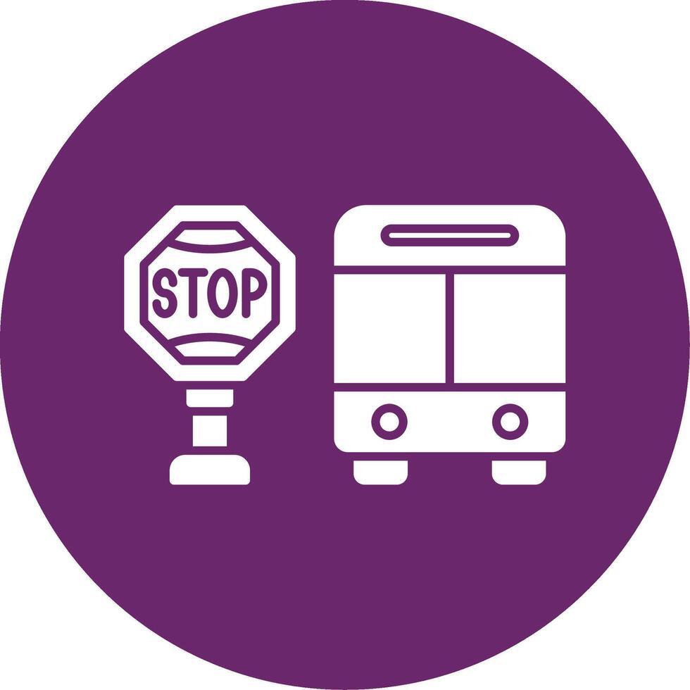 Bus Stop Glyph Circle Icon vector