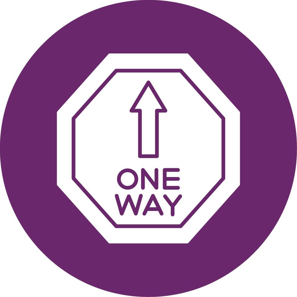 One Way Glyph Circle Icon vector