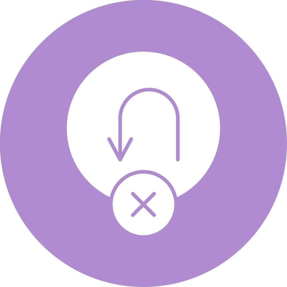 No U Turn Glyph Circle Icon vector