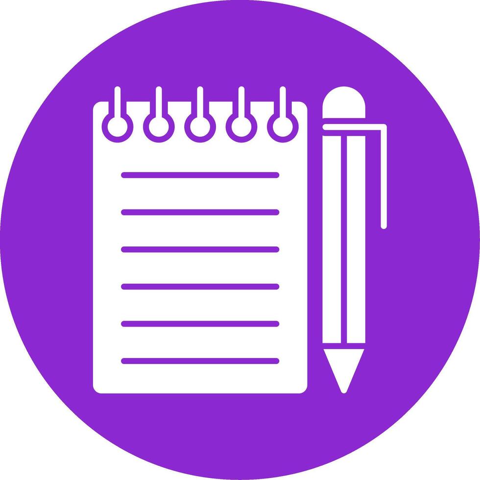 Notebook Glyph Circle Icon vector