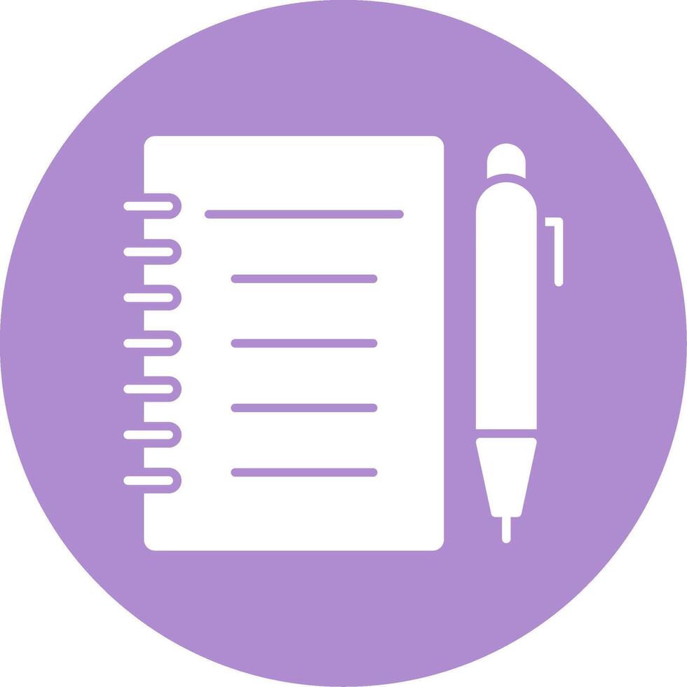Notebook Glyph Circle Icon vector