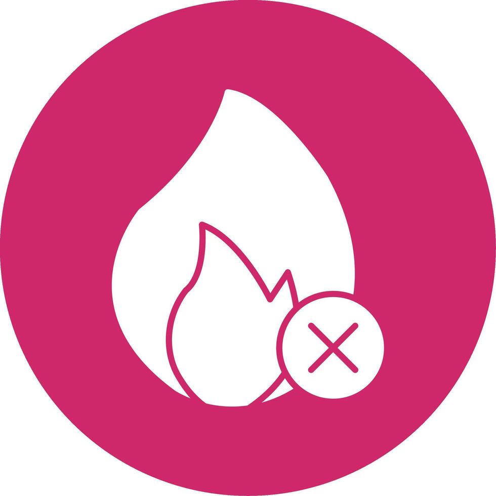 No Fire Glyph Circle Icon vector