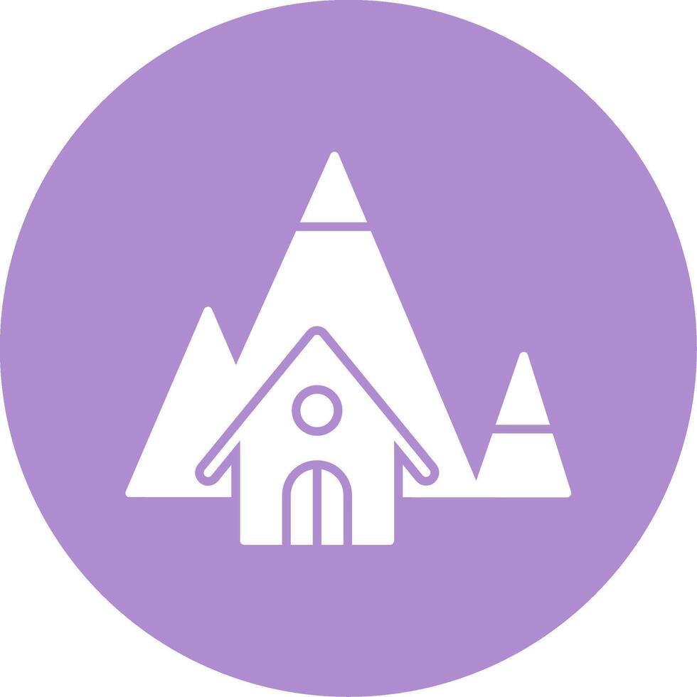 Mountain House Glyph Circle Icon vector