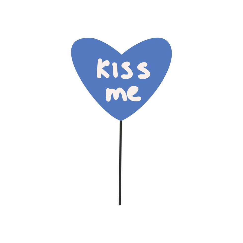 Heart with text kiss me. Symbol of love, romance. Design for Valentine's Day. vector